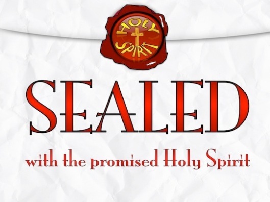 We know we are God's children if we have been sealed by Him. (Picture credits http://knowing-jesus.com/wp-content/uploads/Ephesians-1-13-Sealed-With-The-Holy-Spirit-red-copy.jpg)